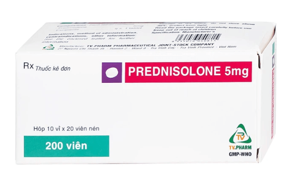 Thuốc Prednisolone 5mg TV.Pharm chống viêm, chống dị ứng và ức chế miễn dịch (10 vỉ x 20 viên)